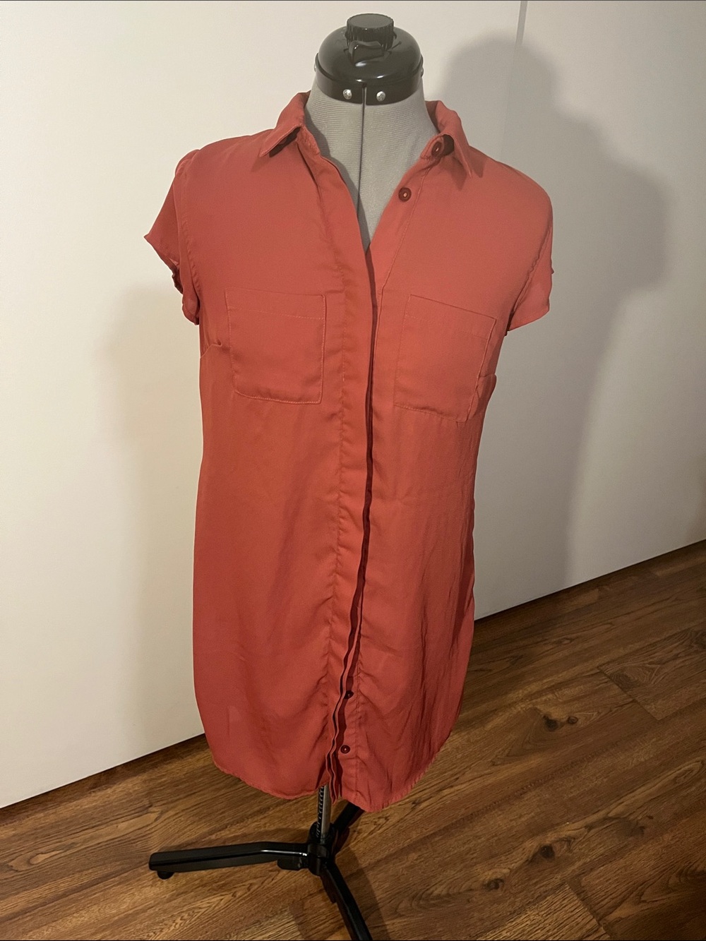 Charlotte Russe Terracotta Short-Sleeve Shirt Dress